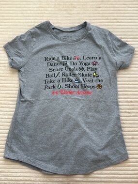 Under Armour Grey Tee with Colorful Sport Icons